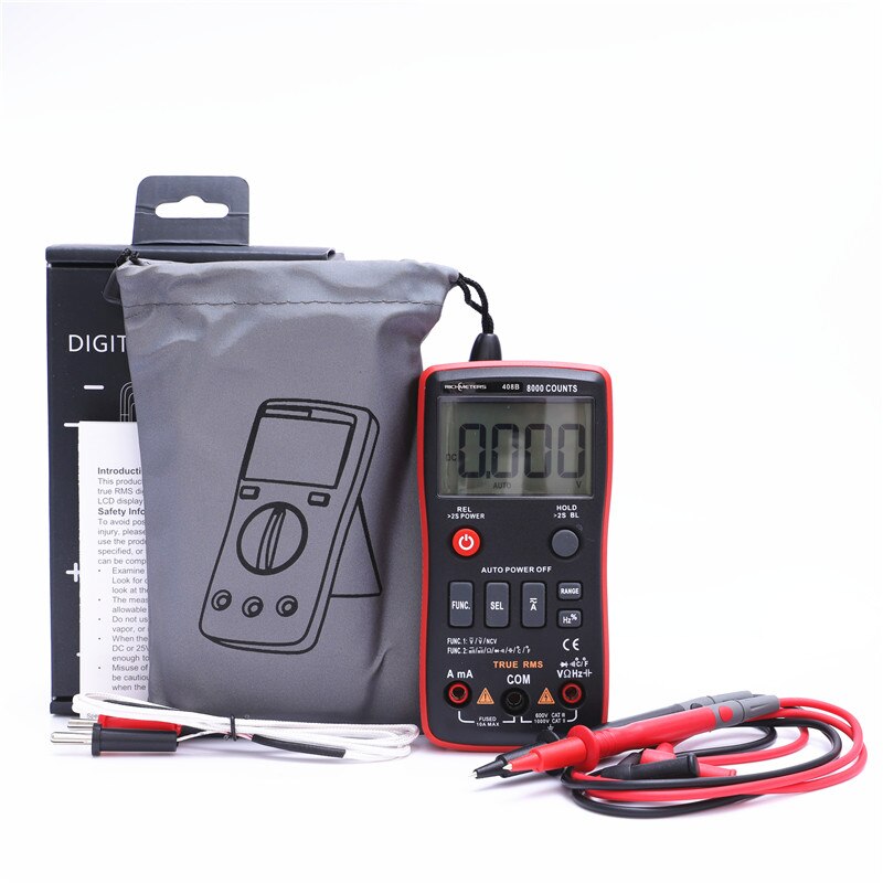 RM408B Digitale Multimeter Knop 8000 Telt True-Rms Temperatuur Test 5Mhz Frequentie Acdc Spanning Stroom 9.999mF Capaciteit