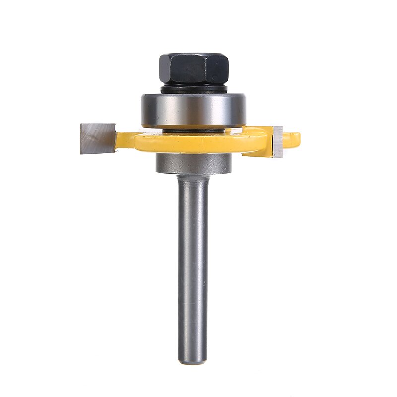 2 stuks 6.35mm Tong & Groef Router Bit Set T-type 3-tooth 1/4 "Schacht Insteekslot cutter Woodwoorking Grove Tool Onderdelen