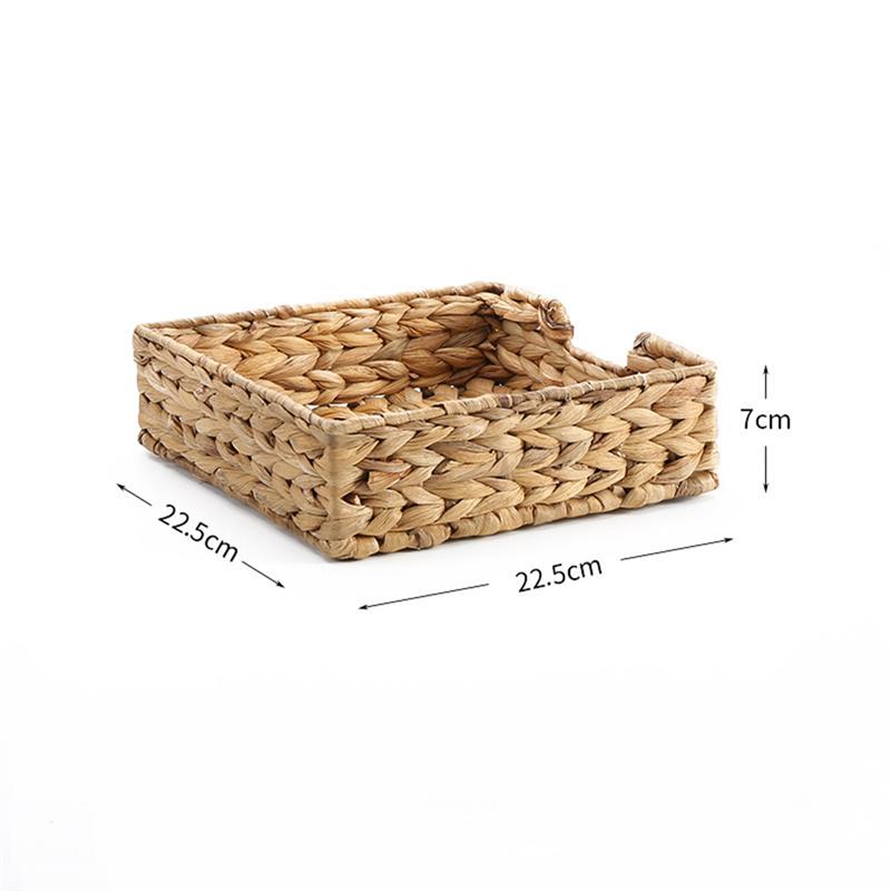 Handmade Straw Tissue Holder Napkin Dispenser Tissue Paper Storage Containers Tissue Holder Tray Weaving Square Tray