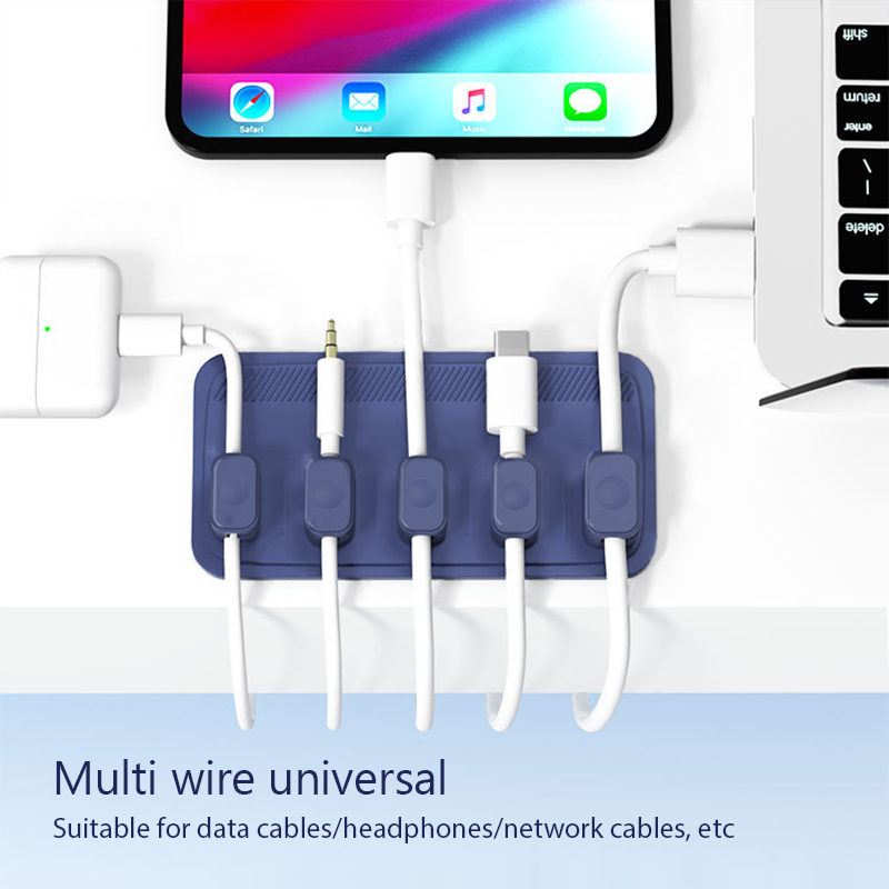 Organizador de cables magnético de silicona autoadhesivo, soporte para Cables USB DIY, Clips de escritorio flexibles de silicona para organizador de cables de ratón
