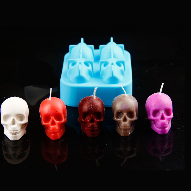 Halloween fest tilbehør 3d kraniet silikone skimmel til diy håndlavet håndværk lysfremstilling skimmel