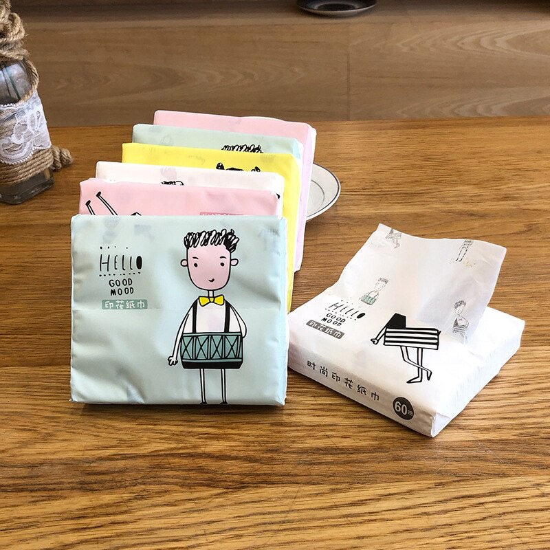 12 Packungen Einweg Gesichts Papier Gewebe Verdickt Nette Bunte Karikatur Druck Servietten Tragbare Sanitär Papier 60 Teile/paket 3 P