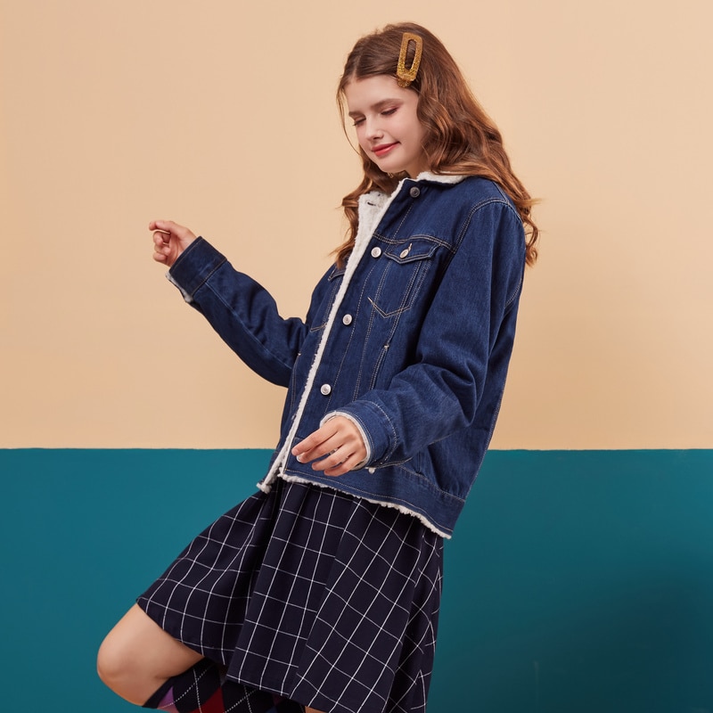 Metersbonwe vinter dam jeans jackor bomull kappa vadderade denim parkas kvinnliga ytterkläder varma jacka kläder