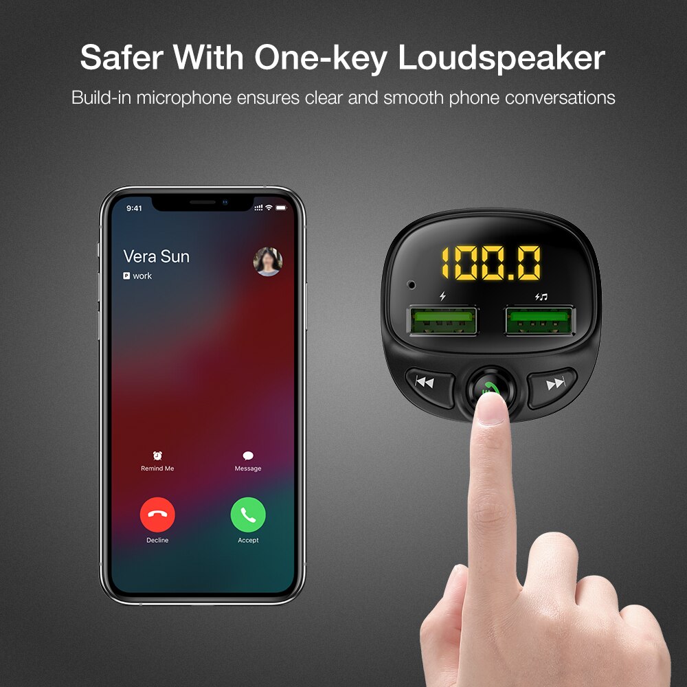 Yibeika Usb Car Charger Voor Telefoon Fm Draadloze Zender Bluetooth MP3 Speler Usb Lader Dual Tf Muziek Card Auto Handen-Gratis Kit