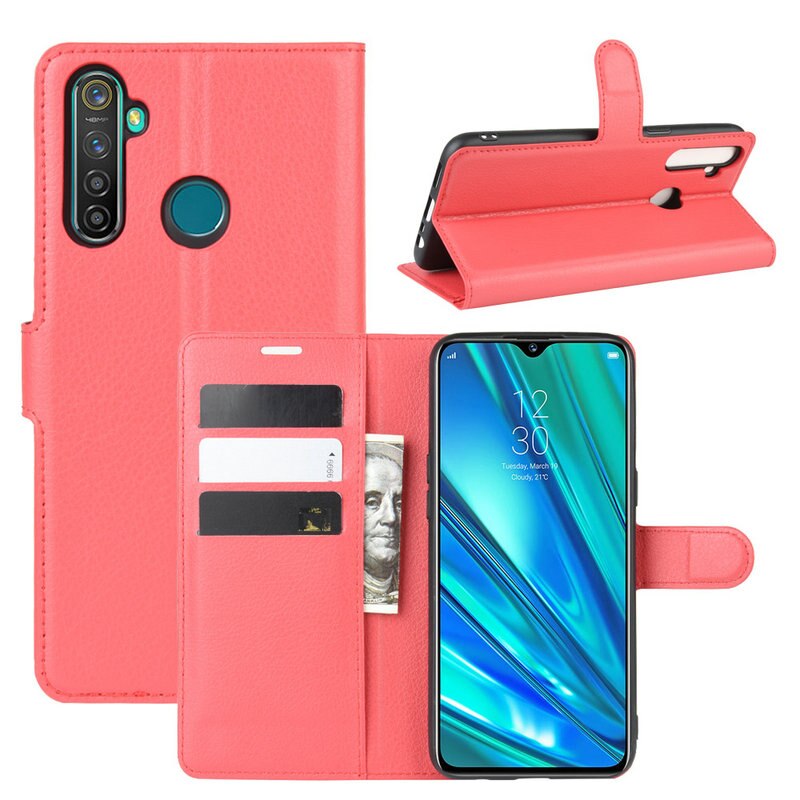 Voor Oppo Realme 5 Pro RMX1971 Flip Leather Case cover voor Realme 5 RMX1911 voor Realme Q Telefoon Cover Wallet case met Standaard