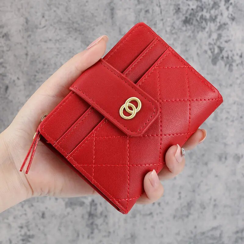 Women Wallets PU Leather Female Purse Mini Multi-Cards Holder Coin Short Wallets Slim Small Wallet Zipper Carteras Para Mujeres: Red