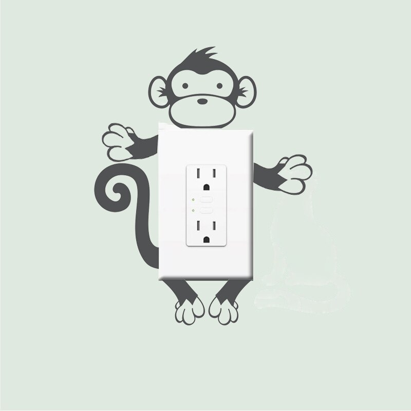 11*14cm monkey light switch decals klistermærker vinyl wall decals gør-det-selv-klæbende sød boligindretning sticker fatning aftagelig  lc1301