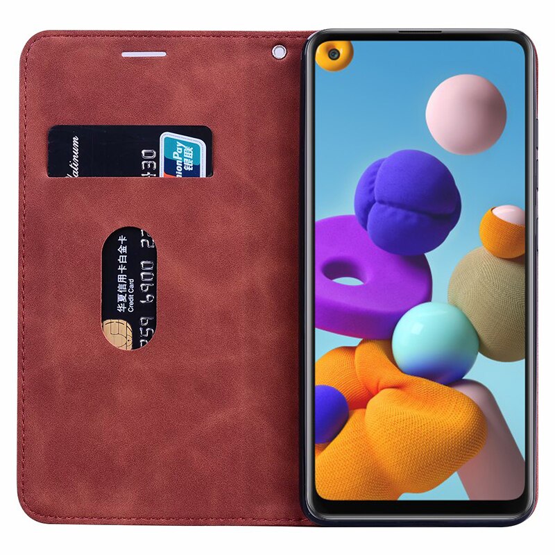 Funda abatible de cuero para Samsung Galaxy A21S, Funda Original magnética para teléfono, Funda dura para Samsung A21 S A 21 S SM A217 A217F