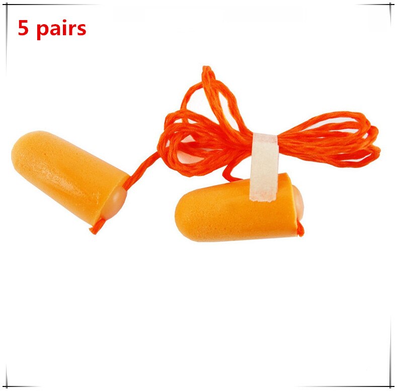 Earplugs high foam anti-noise earplugs ear protectors sleep soundproof earplugs workplace safety supplies: 5 pairs with rope