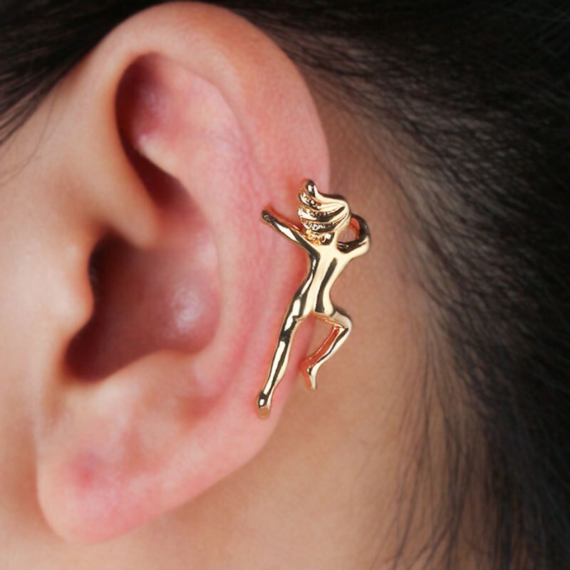 Personlighed klatring menneskelig formet clip øreringe til kvinder mænd enkel stil ingen øre hul smykker