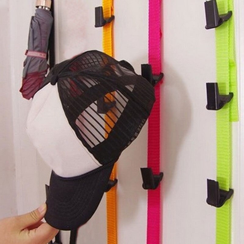 Perchero con correas ajustables para colgar sobre la puerta, para sombreros, bolsos, abrigos y ropa, con 8 ganchos.