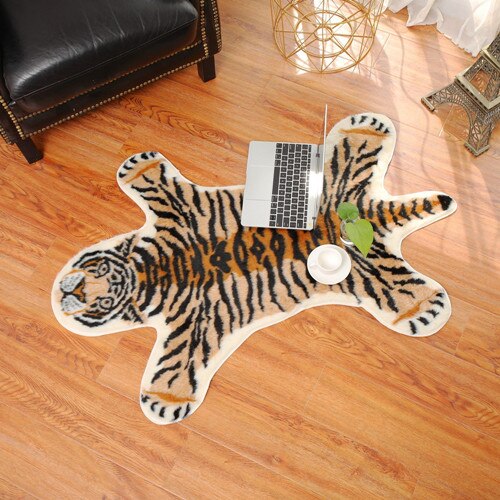 Alfombra con estampado de Tigre, antideslizante, piel de vaca, leopardo, piel sintética,: tiger