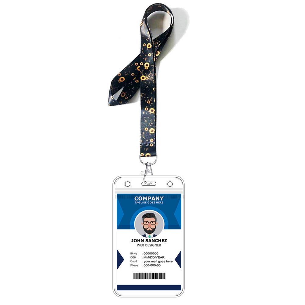 Universal Card Holder Includes Sunflower Neck Lanyard Straps And Transparent Badge Waterproof For Keys ID Card Plane Ticket: B