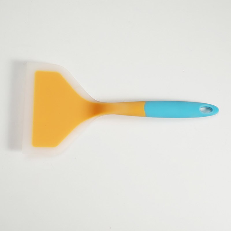 Espátula antiadherente para cocina, utensilios de cocina de silicona con gancho, 1 Uds.: yellow blue