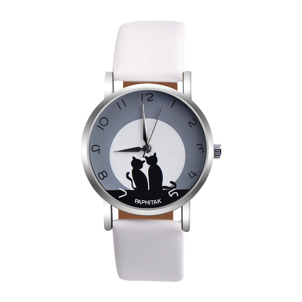 Paphitak Womens Leuke Kat Faux Leather Analoge Quartz Horloge 2021Best Verkopende Producten Luxe Horloges