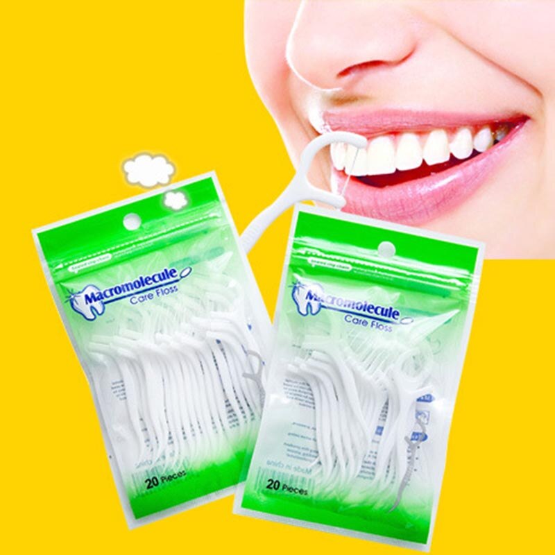 Beliebte 20 stücke Baby Floss Interdentalbürste Weiß Zähne Stick Zahnstocher Oral Pflege