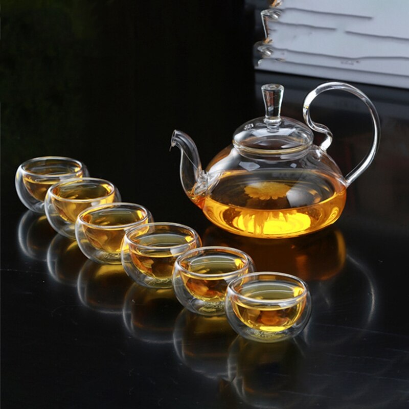 800Ml Heat Resistant High Handle Flower Coffee Gl Tea Pot Blooming Gl Teapot with Strainer
