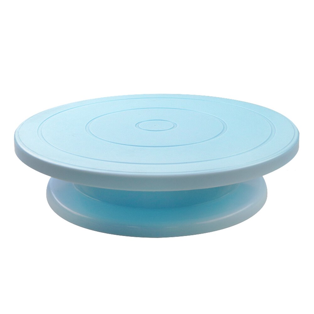 Plato giratorio de plástico para Tartas, soporte para decoración de pasteles, antideslizante, redondo, giratorio, para cocina, herramienta para hornear Pan: Azul