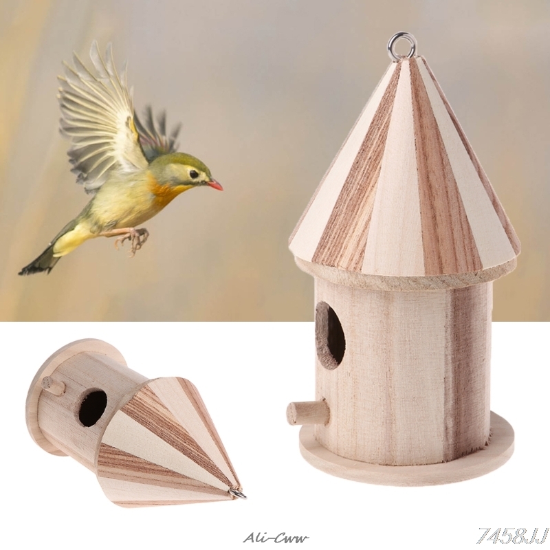 Wooden Nesting Nest Box Bird Cage House Small Birds Blue Tit Wren