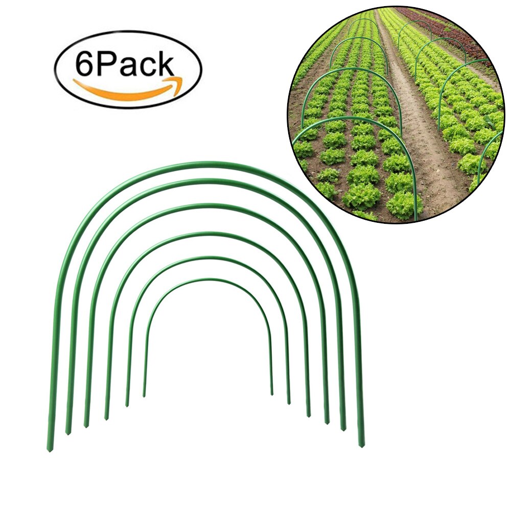 6 stk plastbelagte bøjler drivhusbøjler til plantedækselstål stålvoks tunnelplantestent til haveværktøjsstofforsyninger
