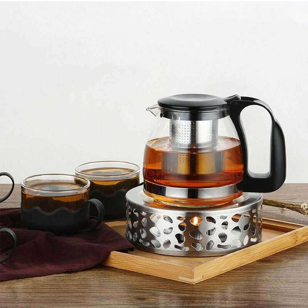 Soporte portátil para calentar café y té, calentador duradero de acero inoxidable para velas, soporte para luz de té, calentador con trivetas, Base de calefacción, tetera