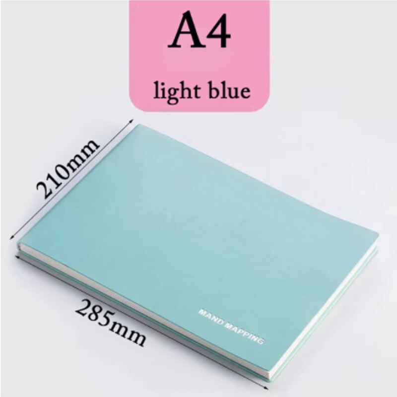 A4/B5 Notebook 200 Mand Mapping Pages Thicken Notepads For School Office Checkered Planner Notepad Agenda 3 Colors: A4 light blue