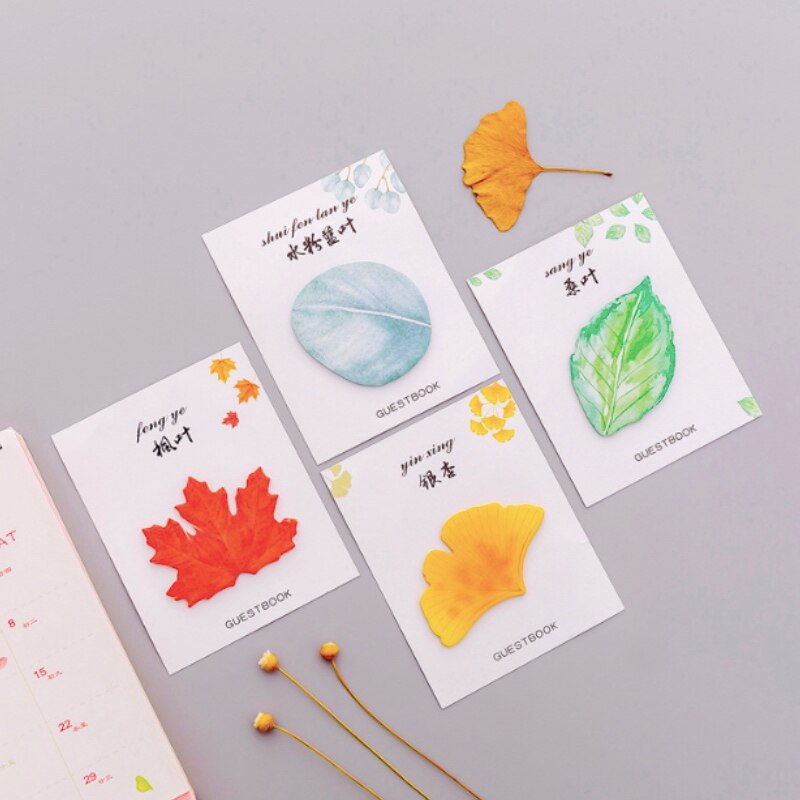 Cute and small fresh leaves post-it note simulation leaf note post N times post message post