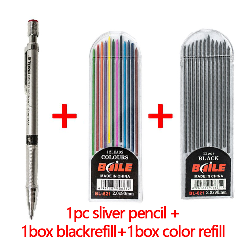 Hochwertiger Druckbleistift, umschaltbares Zeichnen ohne Anspitzen, 2,0 mm Bleistiftmine, Farbe, Kawaii-Studie-Testzubehör: dunkel khaki