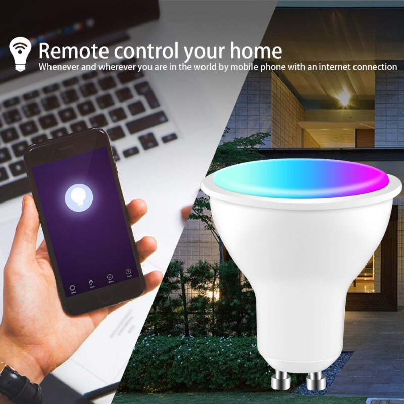 Foco de luz LED inteligente Gu10, Wifi, 220-240V, aplicación eWeLink, 4W, RGB + CCT, Control por voz, funciona con Alexa y Google Home