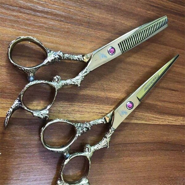 6.0 Inch Hair Scissors Barber Hairdressing Scissors Hair Cutting Shears For Barbershop: FL -6 GOLD SET