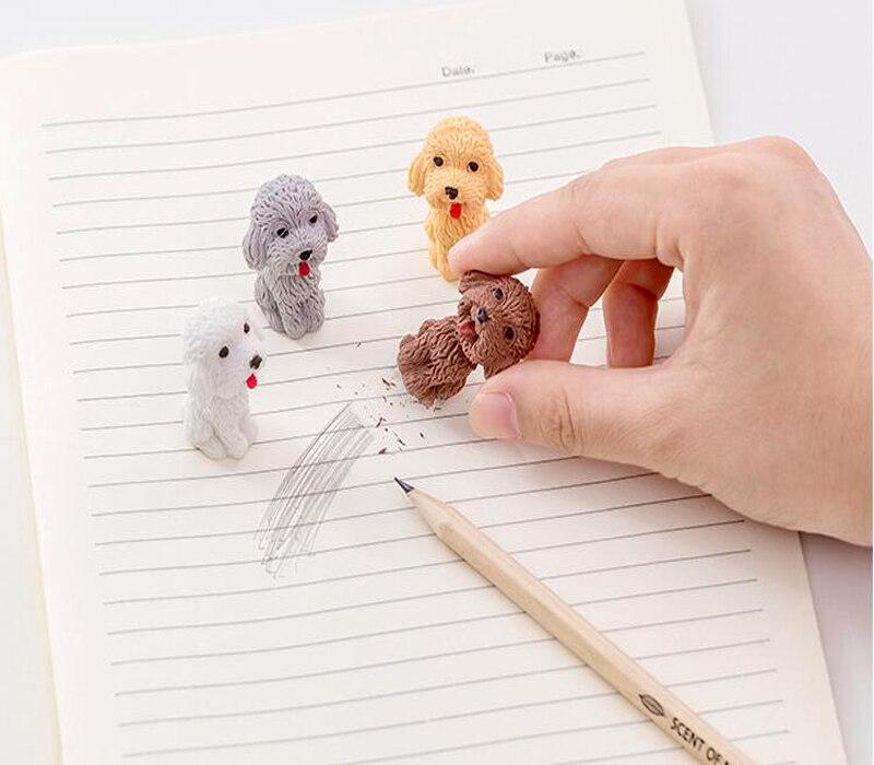 Nette Karikatur Teddy hund bleistift radiergummi Kreative Teddy Hund Schüler Bleistift Schreiben Zeichnung Korrektur Radiergummi Art Bleistift kappe