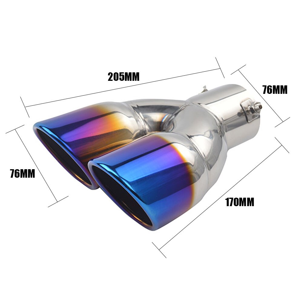 Car Exhaust Pipe Muffler Tail Pipe Outlet Nozzle End Stainless Steel Car Dual Tip Bolt-on Rolled Edge Slant Cut 76mm: Blue