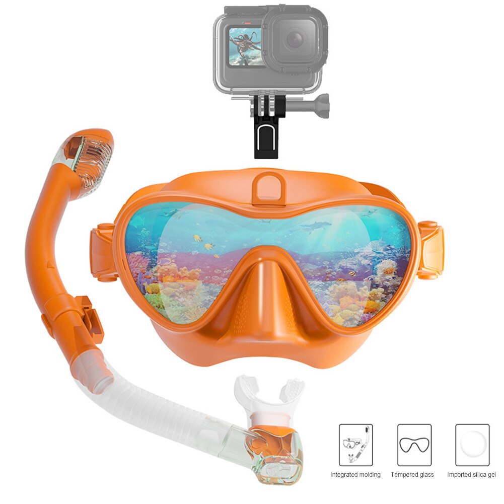 Scuba Masker Snorkel Buis Set Duiken Masker Anti-Fog Zwemmen Snorkelen Bril Met Mount Voor Gopro Onderwater Sport Camera: C