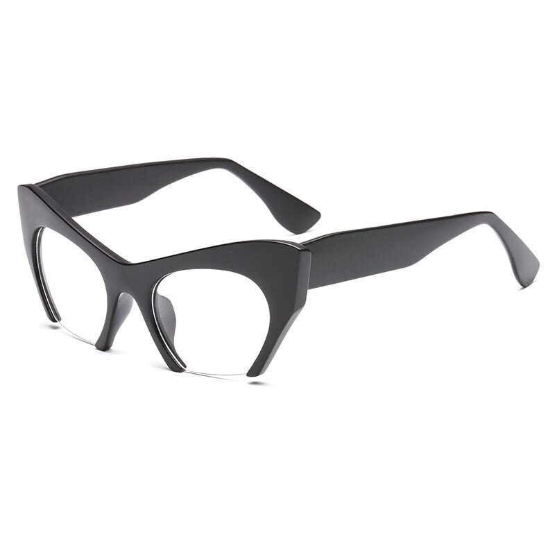 Shauna Retro Vrouwen Half Frame Cat Eye Brilmonturen Mode Optische Frame: Matte Black