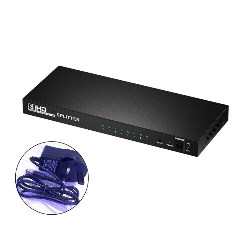 1x8 8 Ports HDMI Powered Splitter One Input To Eight Outputs 1080P/60HZ Black HDMI Display Adapter Multiple Monitors