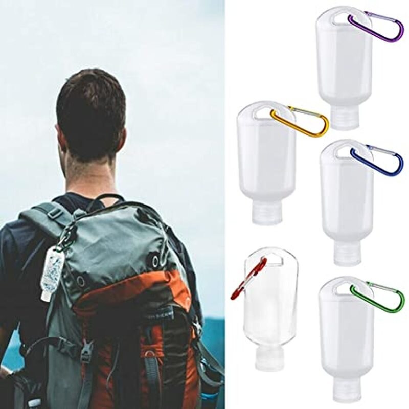 Botella vacía de desinfectante de manos, 30ml-50ml, 5 uds., a prueba de goteo, para viaje, espray de niebla fina con llavero, Alcohol, artículos de tocador, jabón líquido