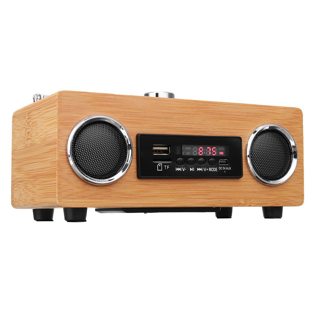 Retro Vintage Radio Super Bass FM Radio Bamboo Multimedia Speaker Classical Receiver USB With MP3 Player Remote Control