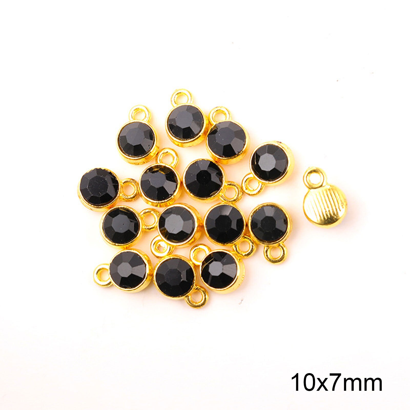 Doreen Box Charms in lega di zinco e vetro Birthstone rotondi placcati in oro viola 10mm x 7mm, 20 pezzi: 7
