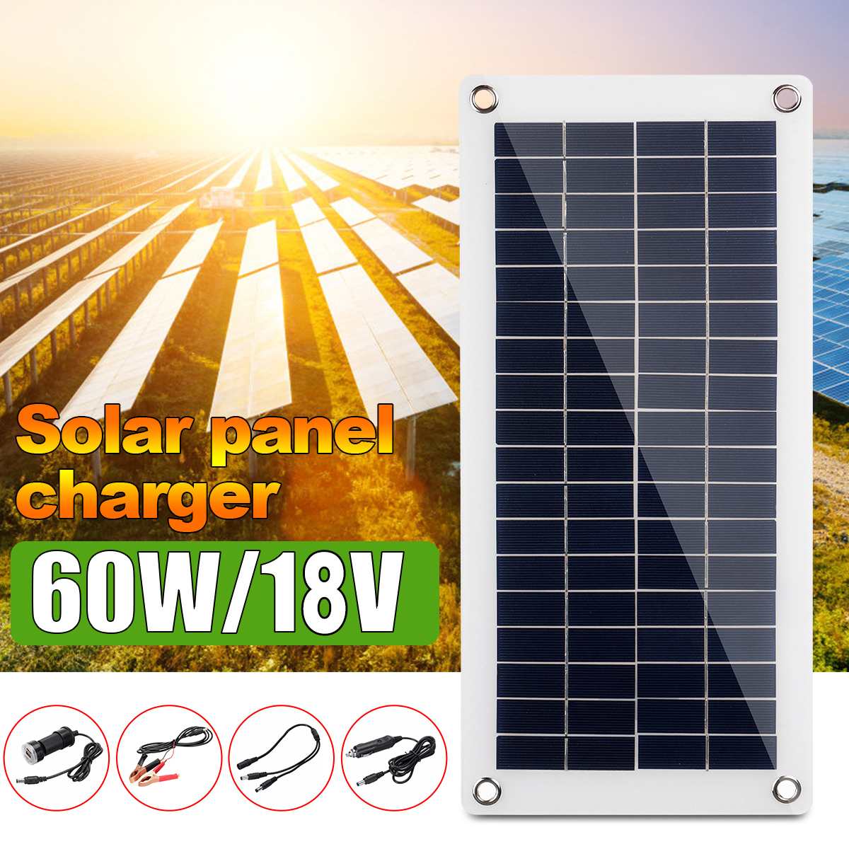18V 60W Flexibele Zonnepaneel 10A-30A Controller Autolader Voor RV Auto Boot LCD Display PWM Zonnepaneel laadregelaar