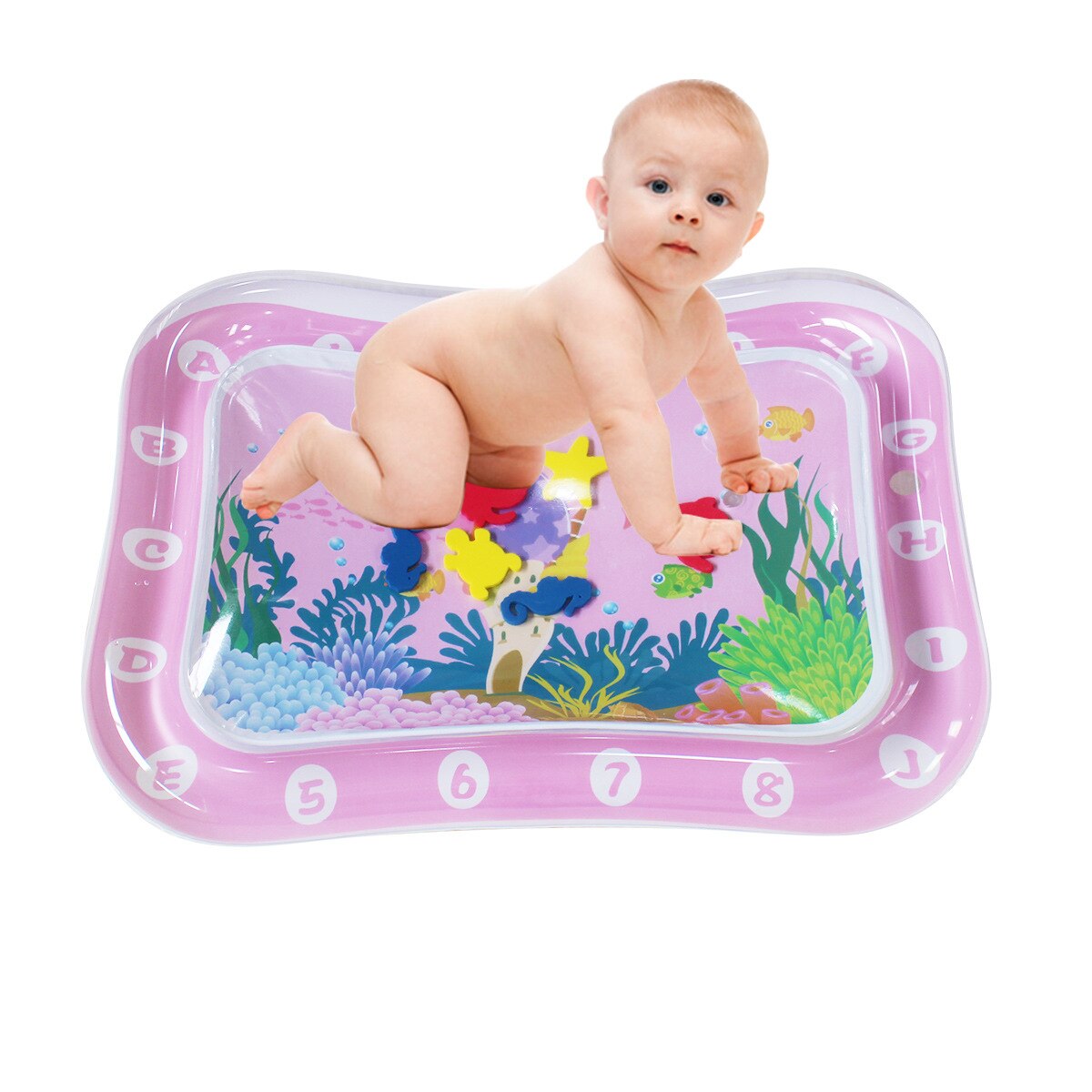 Baby Wasser matt klopfen Pad sprühen Aufblasbare Verschiedene aufbringen Wasser Kissen Marine Leben matt Eis Wasser Zubehör Spielen matt Schwimmbad: Rosa 60 45 Seetang