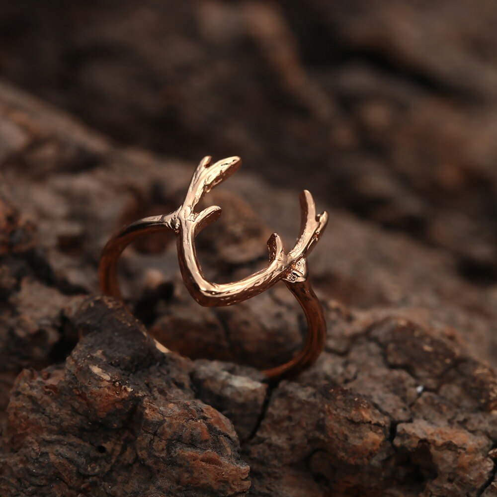 Lutaku Herten Gewei Rendieren Hoorn Dier Ringen Voor Vrouwen Mannen Steampunk Accessoires Sieraden