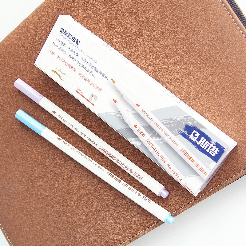 STA – stylo marqueur métallique doré à pointe fine, indélébile, peinture permanente colorée à base d'eau, marqueurs artistiques pour papier noir et verre