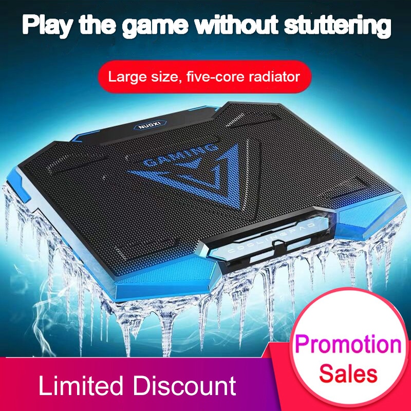 COOLCOLD 18 zoll Spielen Laptop Kühler Fünf Fan LED-bildschirm Zwei USB Hafen 1400RPM Laptop Kühlung Pad Notizbuch Stand für Laptop