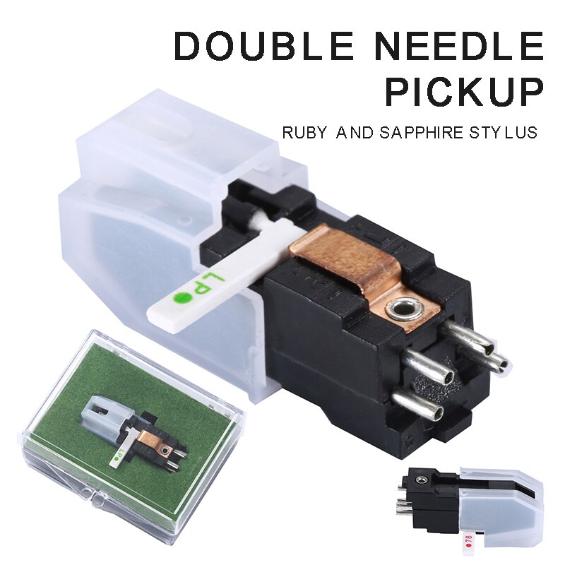 Dual Naald Stereo Stylus Draaitafel Cartridge Duurzaam Draagbare Dubbele Pins Pickup Accessoires