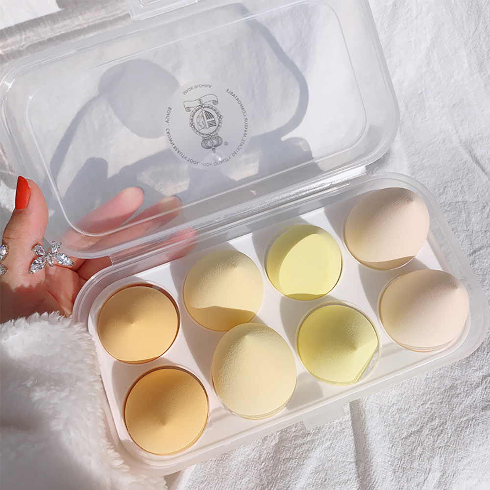 Caja de almacenamiento de esponjas para maquillaje, caja de almacenamiento de esponjas para maquillaje, caja transparente, contenedor organizador de accesorios de maquillaje, 4/8 rejillas