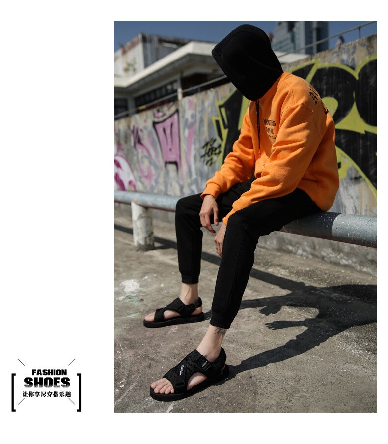 Mens Sandalen Zomer Strand Air Mesh Stevige Schoenen Haak Lus Voor Achter Band Casual Sandalia Hombre