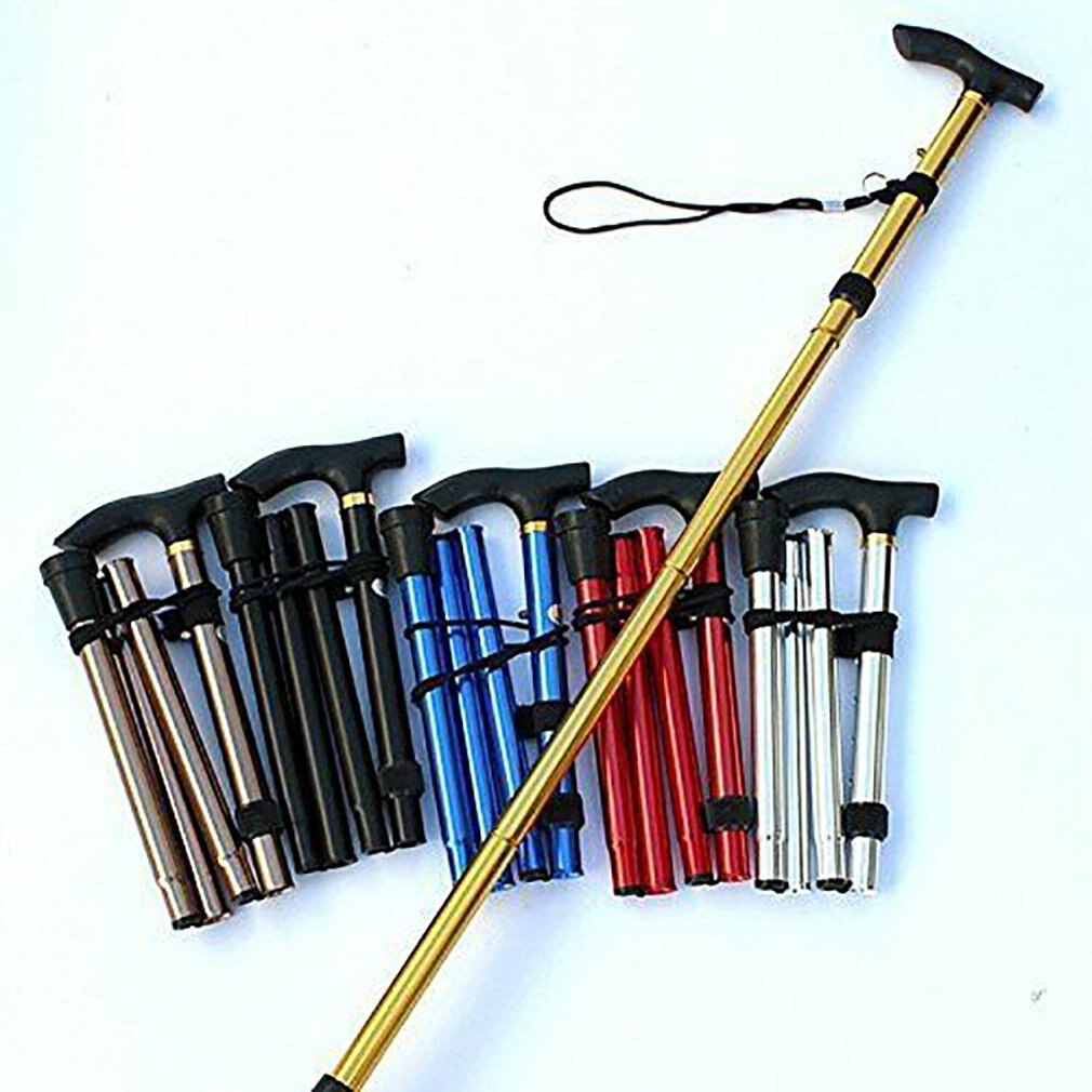 Canne d'escalade à quatre sections télescopique pliant canne Trekking canne anti-dérapant canne âgée canne de marche