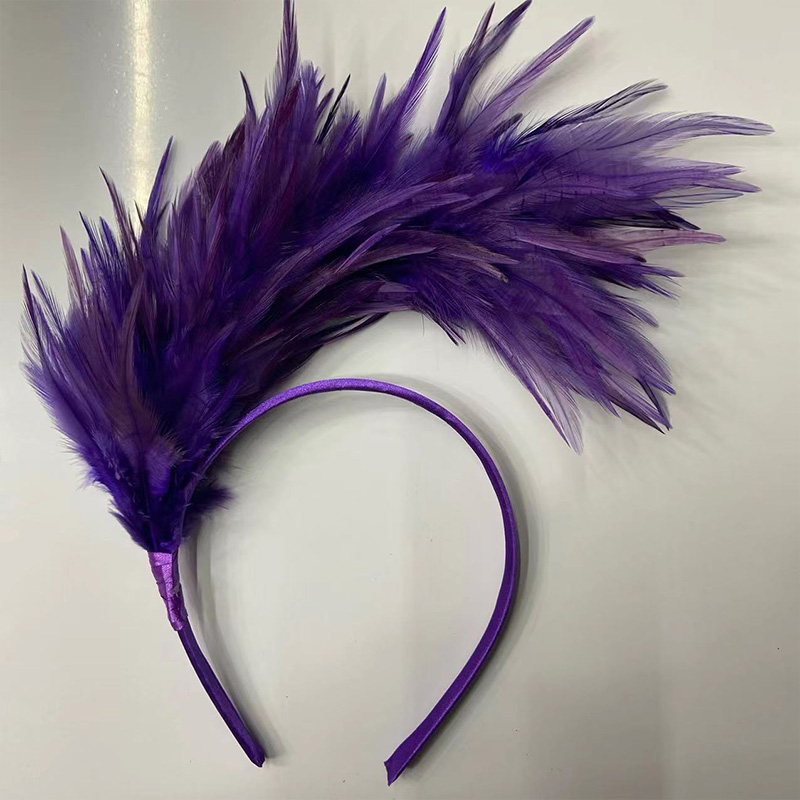 Vrouwen veren hoofdband zendspoel uitvoeren Halloween hoofddeksels partij hoofdtooi haar hoepel haar ornament: Rood