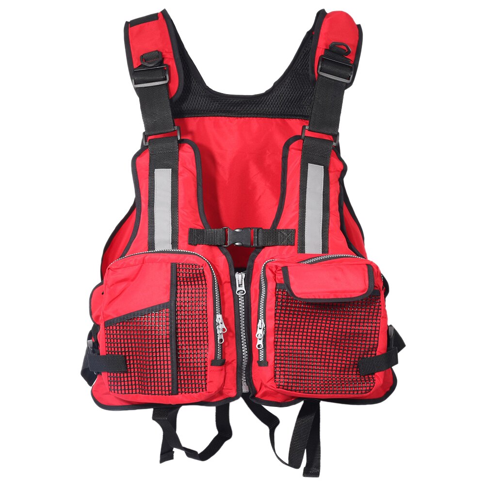 Chaleco salvavidas ajustable para adultos, salvavidas seguro para navegar, Kayak, canoa, pesca con mosca, ayuda acuática, con múltiples bolsillos: red