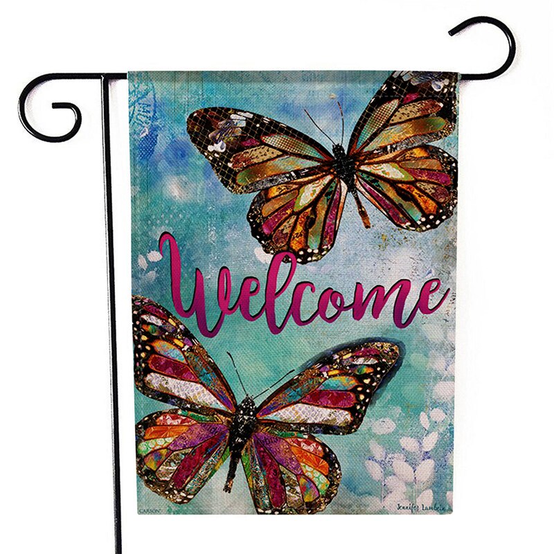 Butterfly Pattern Garden Flag 30x45cm Flower Print Garden Banner Indoor Outdoor Festival Home Decor Flags